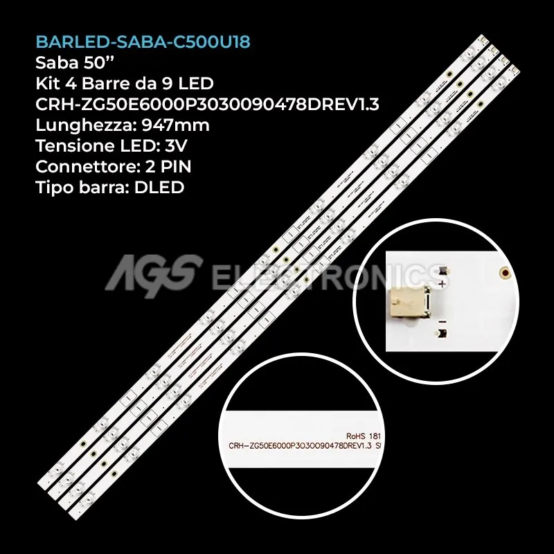 kit 4 barre LED retroilluminazione per Saba 50 pollici modello UE50E6000