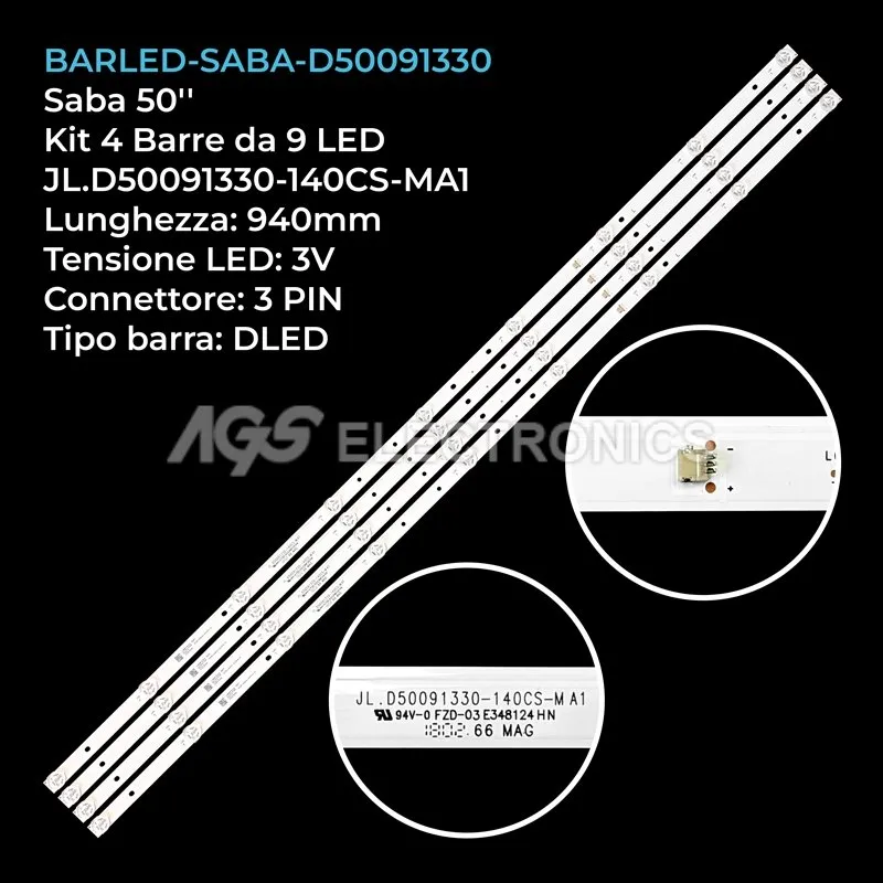 kit 4 barre LED retroilluminazione per Saba 50 pollici modello SA50S50