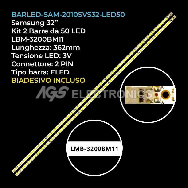 kit 2 barre LED retroilluminazione per Samsung 32 pollici pannello TLF320AP10