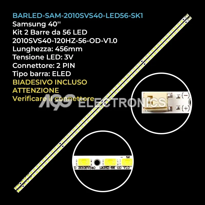 kit 2 barre LED retroilluminazione per Samsung 40 pollici modello UE40C6000RW