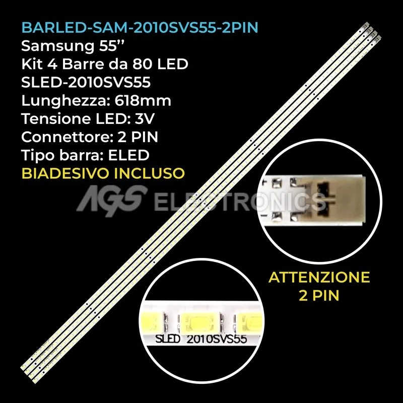 kit 4 barre LED retroilluminazione per Samsung 55 pollici modello UE55C6000RW