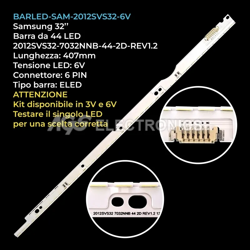 kit 1 barre LED retroilluminazione per Samsung 32 pollici modello UE32ES6800SXXN
