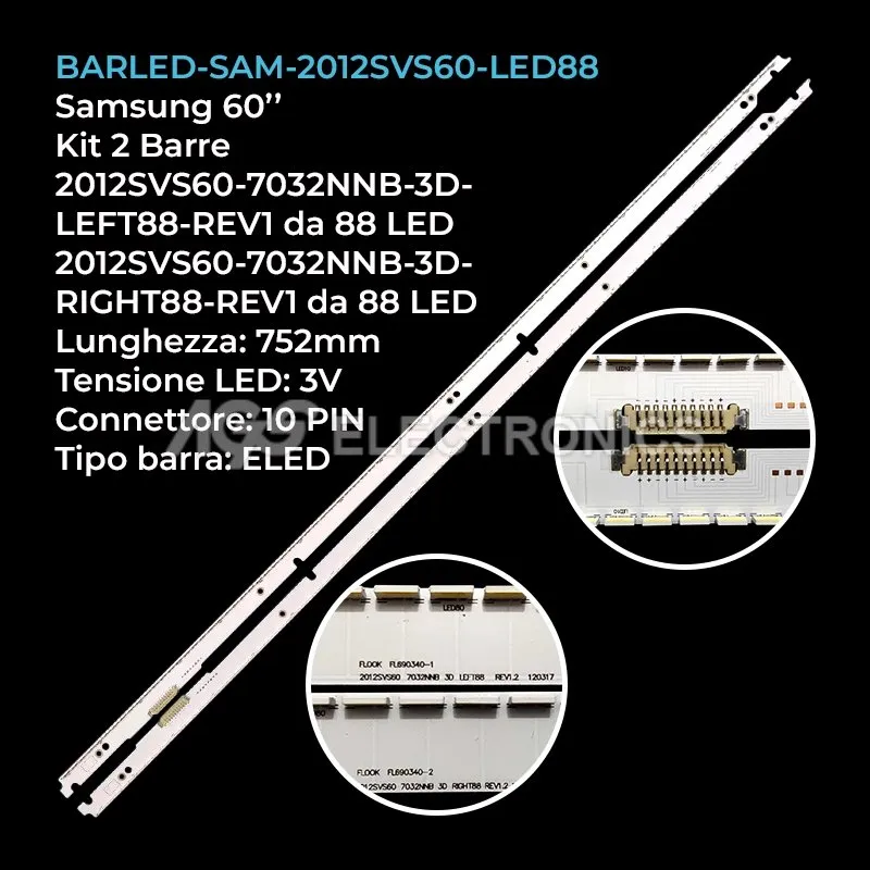 kit 2 barre LED retroilluminazione per Samsung 60 pollici modello UN60ES6003F