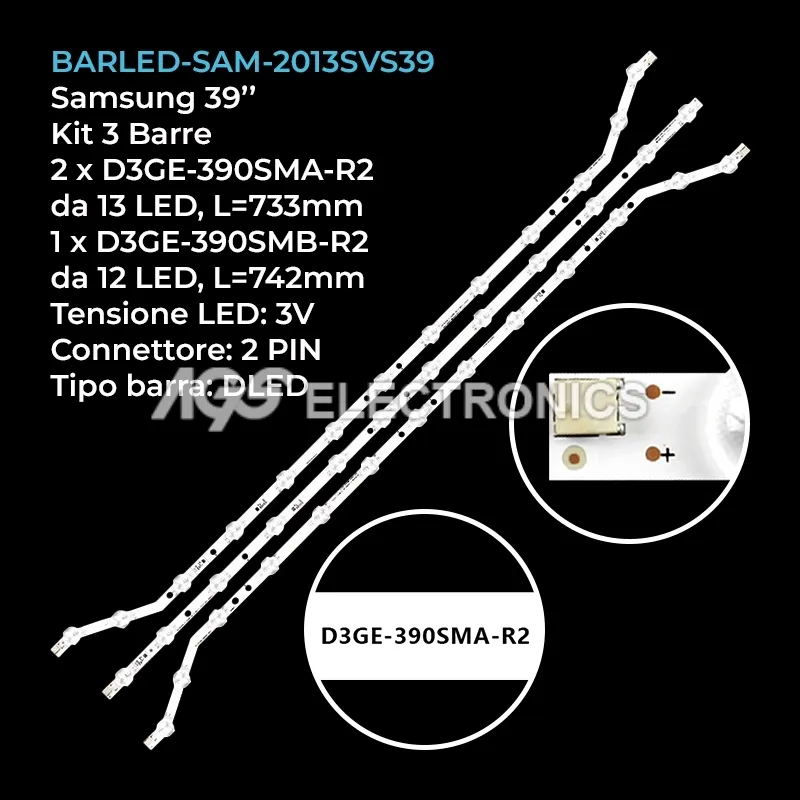 kit 3 barre LED retroilluminazione per Samsung 39 pollici modello UN39FH5205G