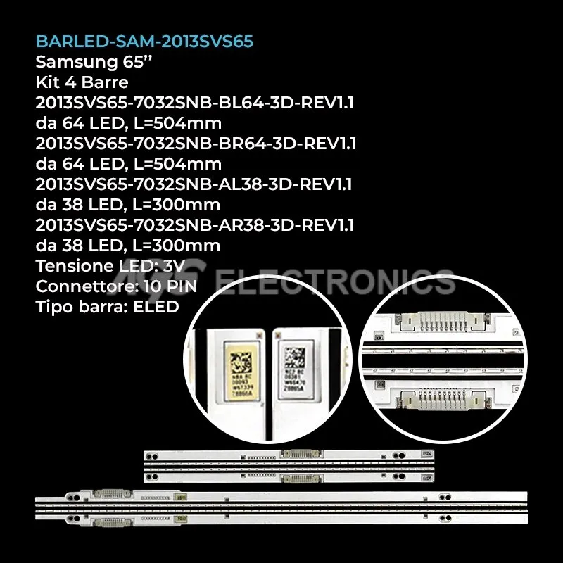 kit 4 barre LED retroilluminazione per Samsung 65 pollici modello UE65F8080STXZG