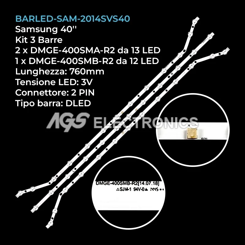 kit 3 barre LED retroilluminazione per Samsung 40 pollici modello UE40H5003AK