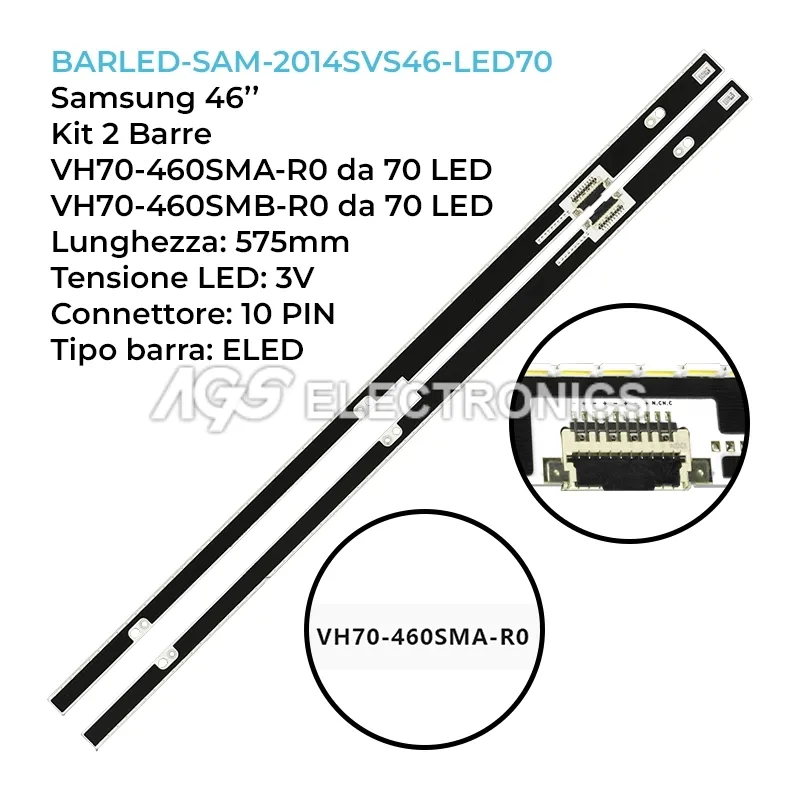 kit 2 barre LED retroilluminazione per Samsung 46 pollici modello UE46H7090