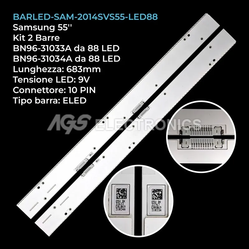 kit 2 barre LED retroilluminazione per Samsung 55 pollici modello UN55HU8500FXZA