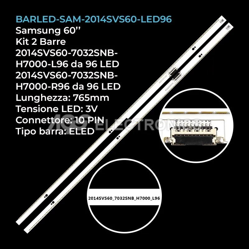 kit 2 barre LED retroilluminazione per Samsung 60 pollici modello HG60EC890XBXCI