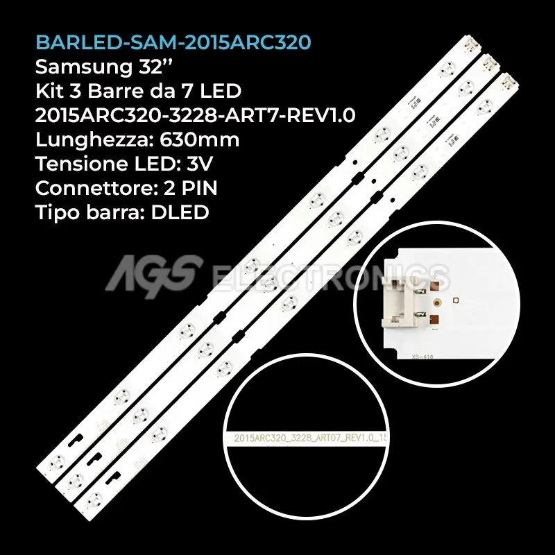 kit 3 barre LED retroilluminazione per Grundig 32 pollici modello 32VLE417BG