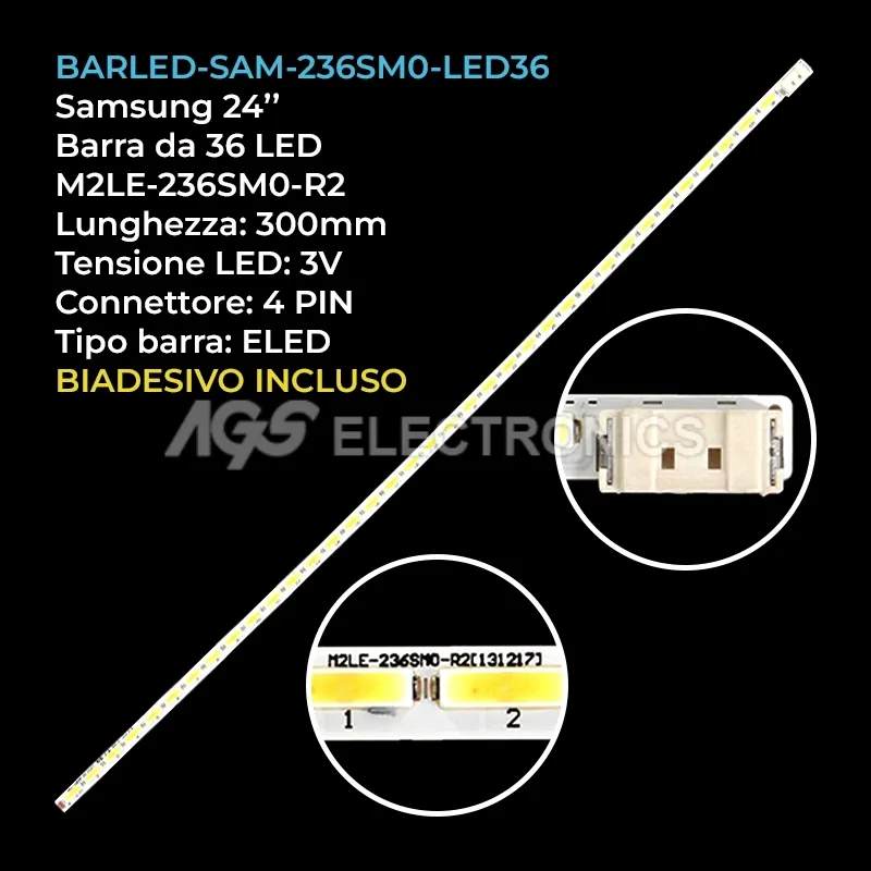 kit 1 barre LED retroilluminazione per Samsung 24 pollici modello LT24D391EWXU