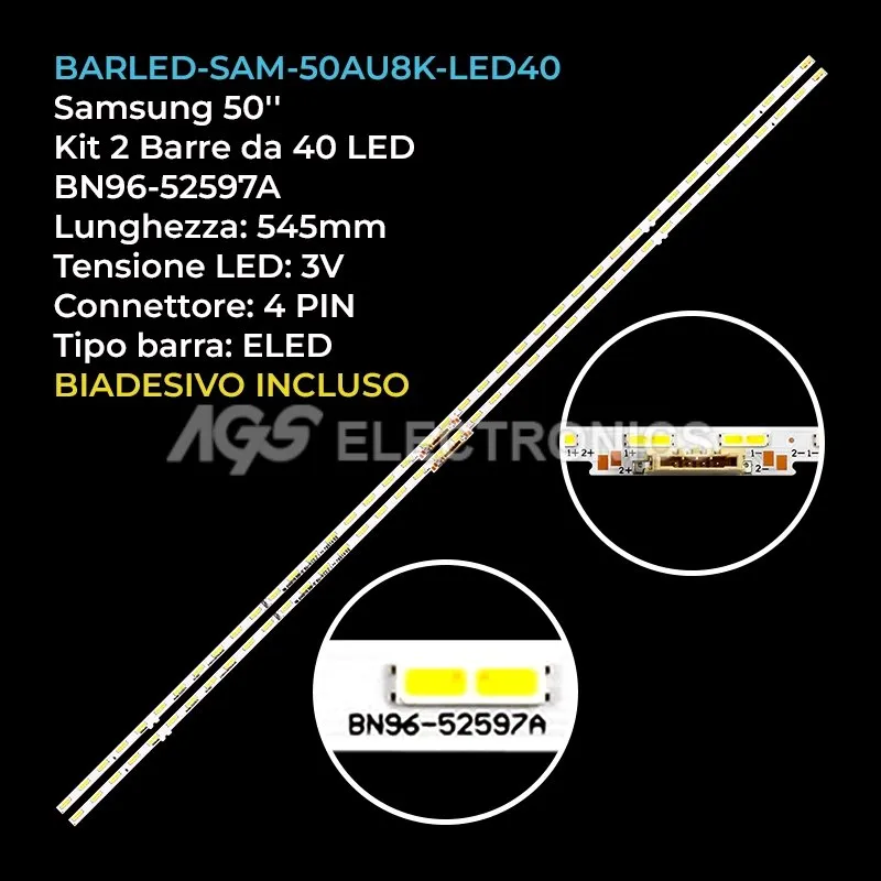 kit 2 barre LED retroilluminazione per Samsung 50 pollici modello UE55BU8570