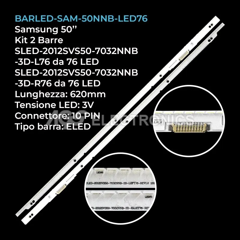 kit 2 barre LED retroilluminazione per Samsung 50 pollici modello UE50ES6900QXZT