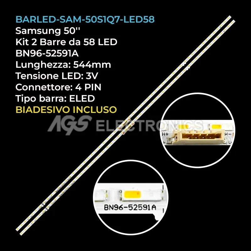 kit 2 barre LED retroilluminazione per Samsung 50 pollici modello QE50Q65CAT