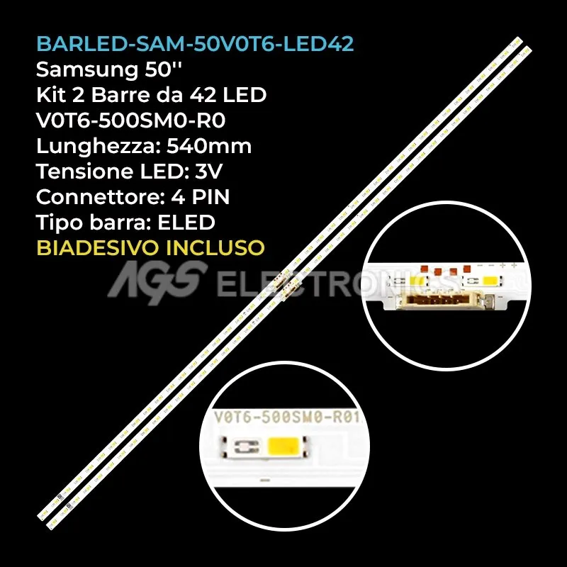 kit 2 barre LED retroilluminazione per Samsung 50 pollici pannello CYRT050HGAV8H