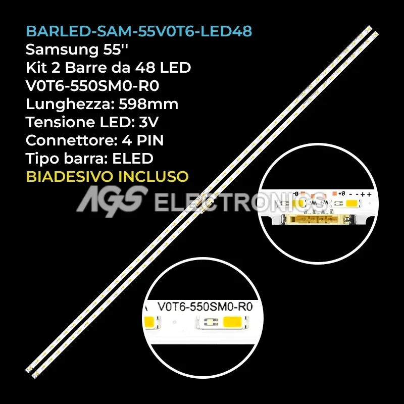 kit 2 barre LED retroilluminazione per Samsung 55 pollici pannello CYRT055FGHV2H