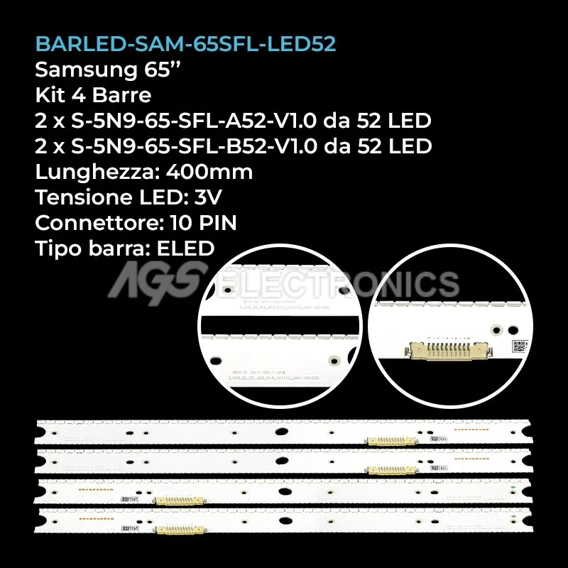 kit 4 barre LED retroilluminazione per Samsung 65 pollici modello UN65JS8500FXZC