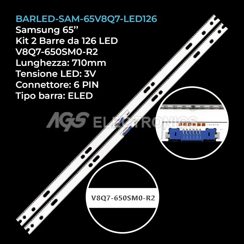 kit 2 barre LED retroilluminazione per Samsung 65 pollici pannello CYQN065FLLV3H