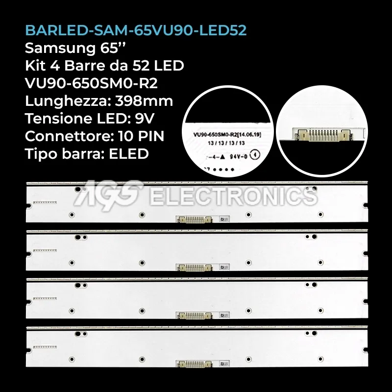 kit 4 barre LED retroilluminazione per Samsung 65 pollici pannello CYVH065FSLV2H