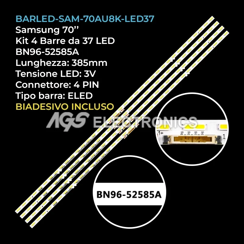kit 4 barre LED retroilluminazione per Samsung 70 pollici modello UE70BU8000UXTK
