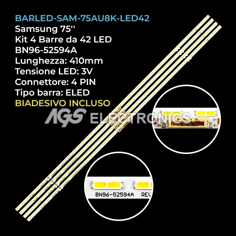 kit 4 barre LED retroilluminazione per Samsung 75 pollici pannello CYSC075HGSV4H