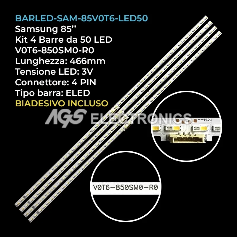 kit 4 barre LED retroilluminazione per Samsung 85 pollici pannello CYRT085HGHV3H