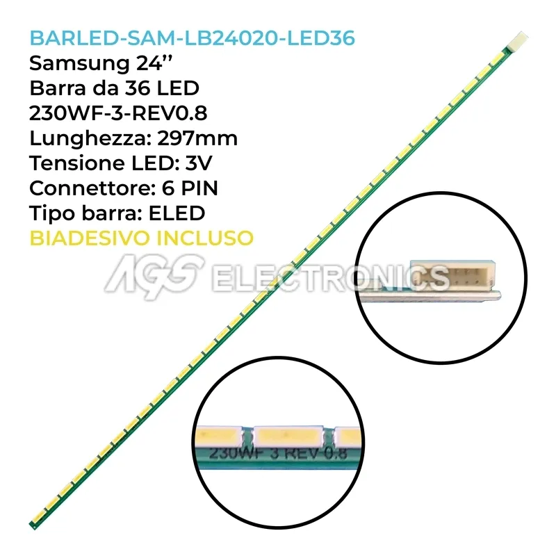 kit 1 barre LED retroilluminazione per Auo 24 pollici modello M240HTN01