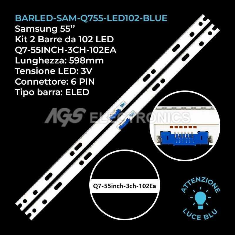 kit 2 barre LED retroilluminazione per Samsung 55 pollici modello QE55Q8FNATXZG