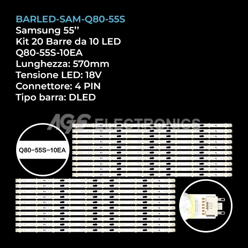 kit 20 barre LED retroilluminazione per Samsung 55 pollici pannello CYTR055FLLV3H