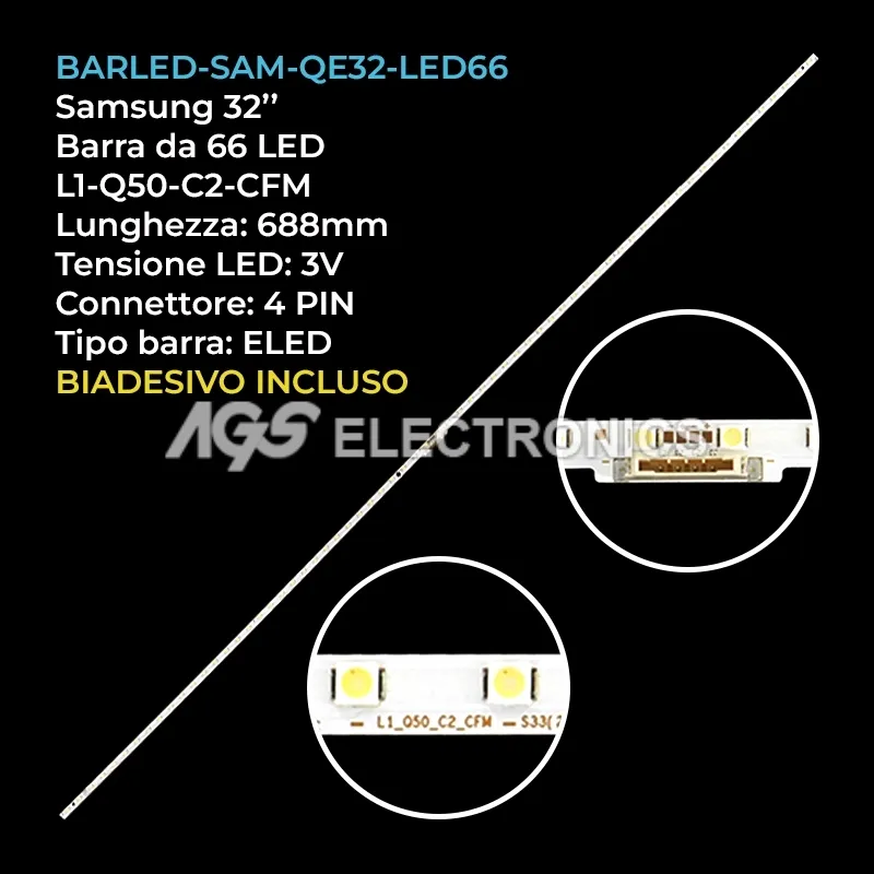 kit 1 barre LED retroilluminazione per Samsung 32 pollici modello HG32CF800NFXZA