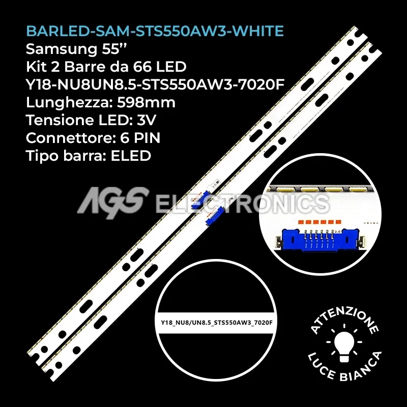 kit 2 barre LED retroilluminazione per Samsung 55 pollici modello QN55Q6FNAPXPA