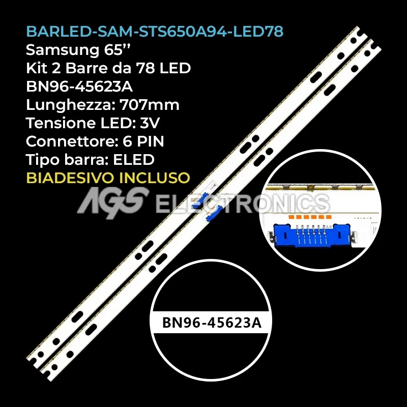 kit 2 barre LED retroilluminazione per Samsung 65 pollici modello UE65NU8500UX