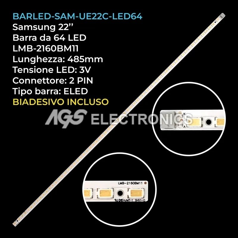 kit 1 barre LED retroilluminazione per Samsung 22 pollici modello UE22C4000