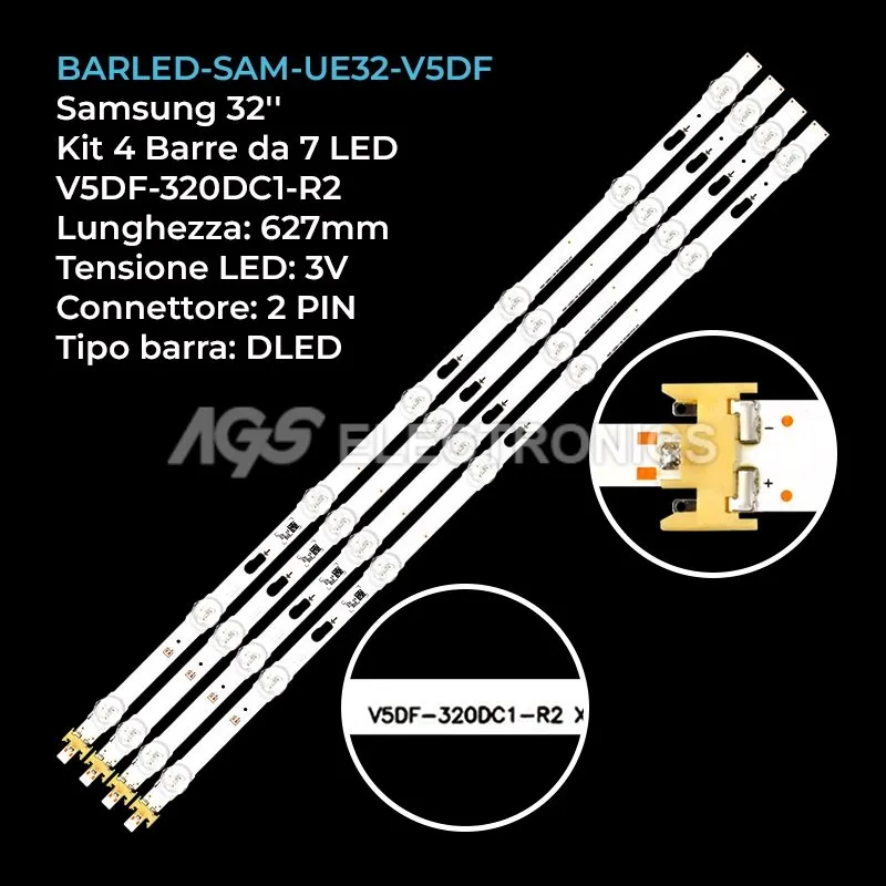 kit 4 barre LED retroilluminazione per Samsung 32 pollici modello UE32J6300AW