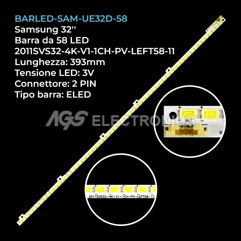 kit 1 barre LED retroilluminazione per Samsung 32 pollici modello UE32D4000