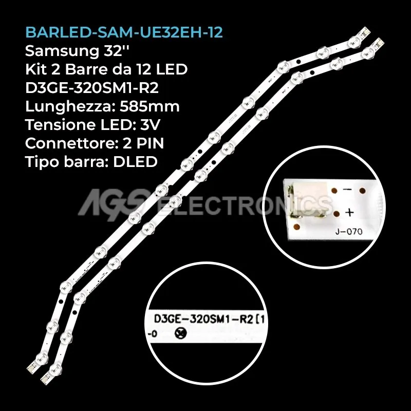kit 2 barre LED retroilluminazione per Samsung 32 pollici modello LH32MDCPLGAZA
