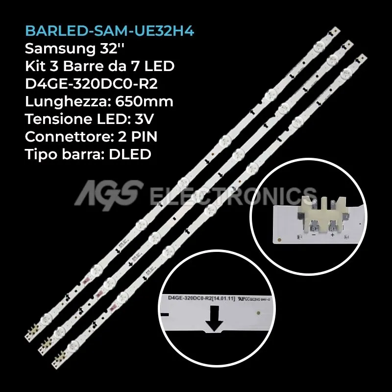 kit 3 barre LED retroilluminazione per Samsung 32 pollici modello UN32H5500AGXZB