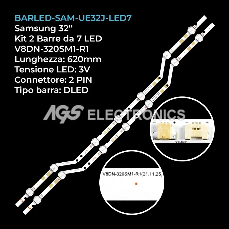kit 2 barre LED retroilluminazione per Samsung 32 pollici modello UE32T5372CU