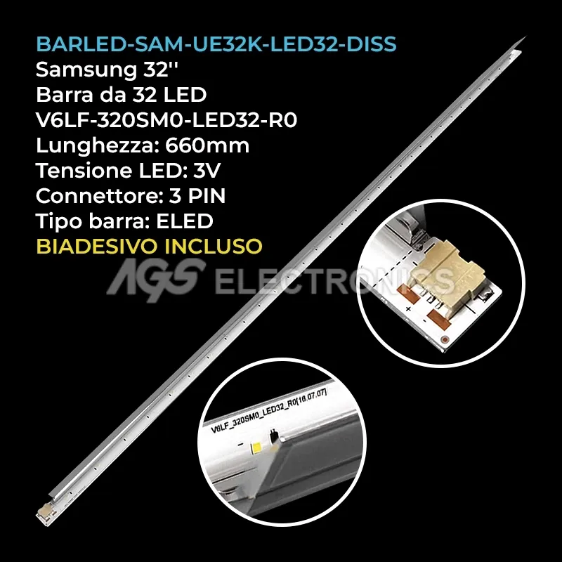 kit 1 barre LED retroilluminazione per Samsung 32 pollici modello UN32K5300AFXZX