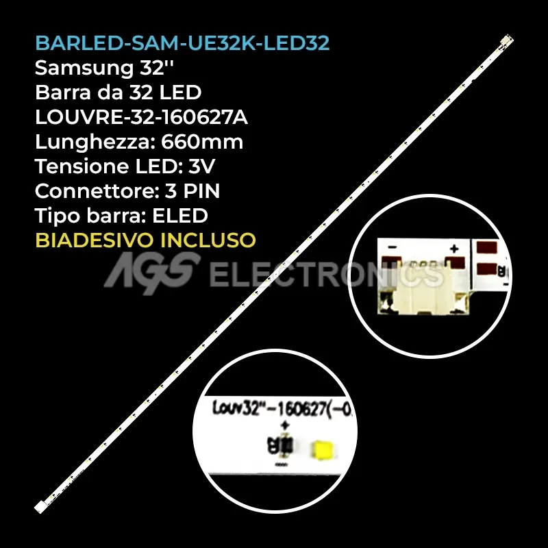 kit 1 barre LED retroilluminazione per Samsung 32 pollici modello UA32K5300AWXHC