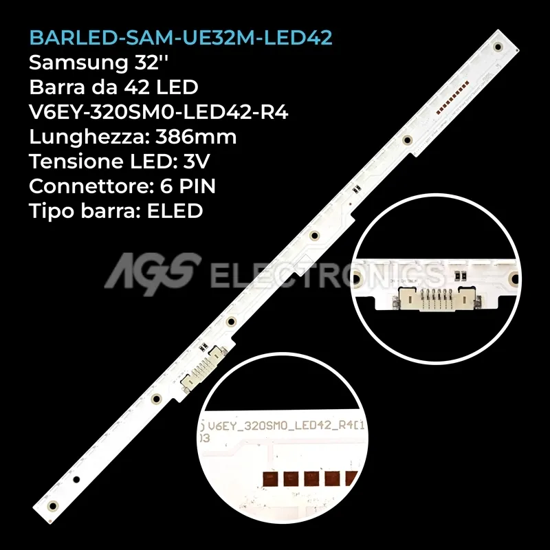 kit 1 barre LED retroilluminazione per Samsung 32 pollici modello UN32K6500AGXPE