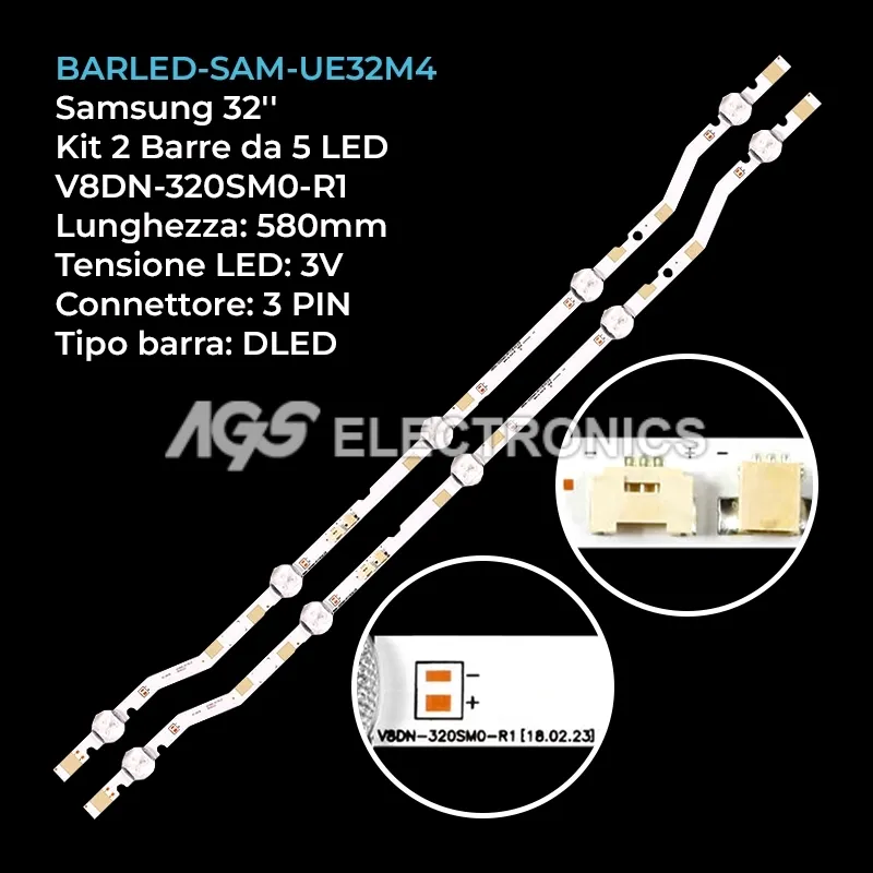 kit 2 barre LED retroilluminazione per Samsung 32 pollici modello UN32J4300AGXZD
