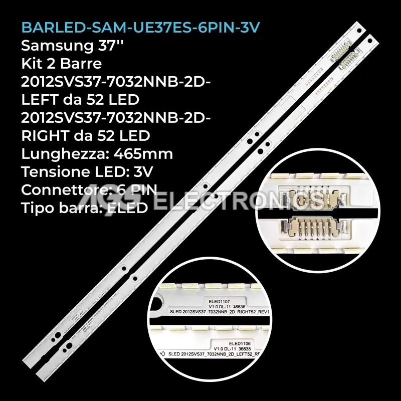 kit 2 barre LED retroilluminazione per Samsung 37 pollici pannello LE370BGAC1