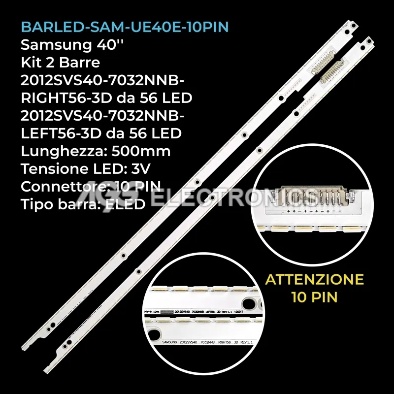 kit 2 barre LED retroilluminazione per Samsung 40 pollici pannello LTJ400HW05