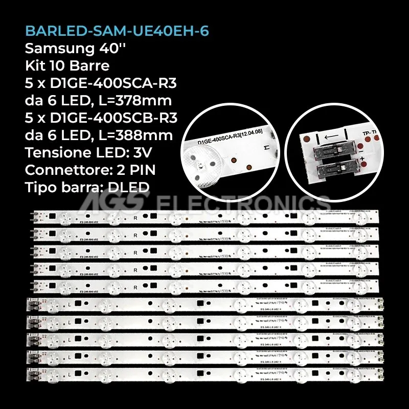 kit 10 barre LED retroilluminazione per Samsung 40 pollici modello LH40MDBPLGCXS