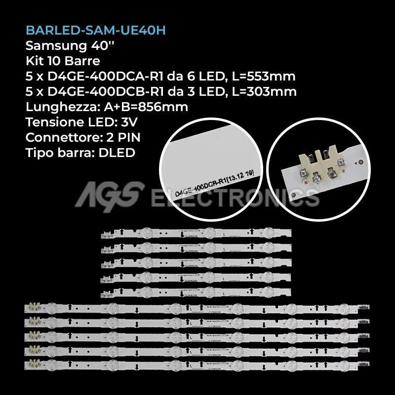 kit 10 barre LED retroilluminazione per Samsung 40 pollici pannello CYGH040BGSV2H