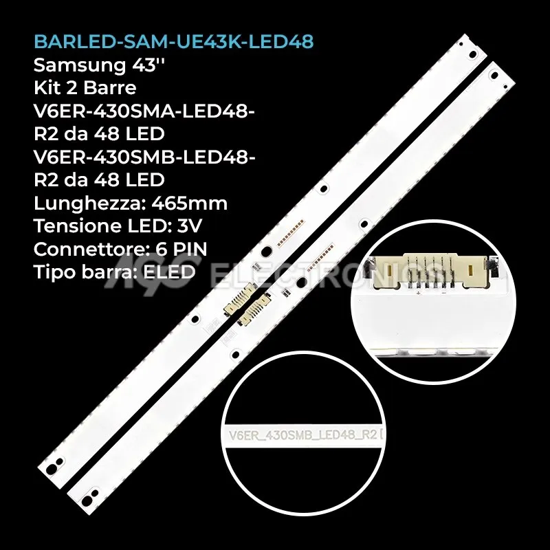 kit 2 barre LED retroilluminazione per Samsung 43 pollici pannello LSF430FN01