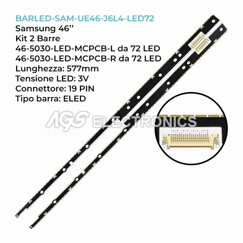 kit 2 barre LED retroilluminazione per Samsung 46 pollici modello UA46D8000