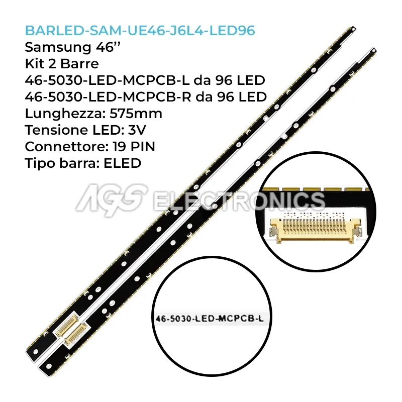 kit 2 barre LED retroilluminazione per Samsung 46 pollici modello UE46D8090