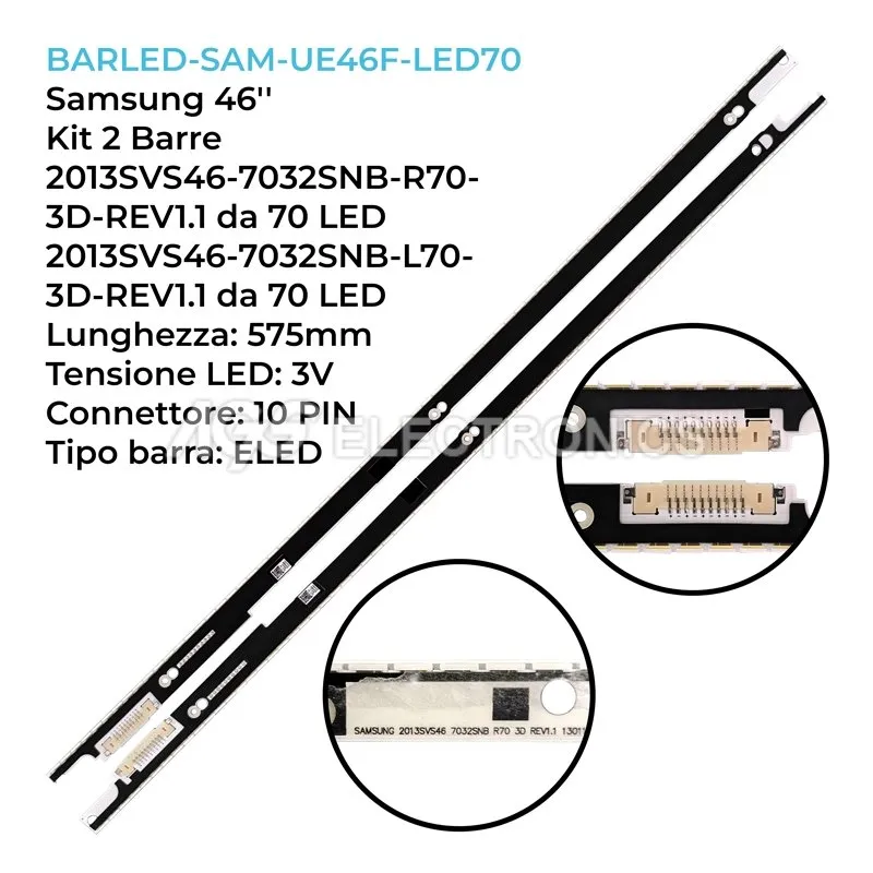 kit 2 barre LED retroilluminazione per Samsung 46 pollici modello UN46F7500AGXZB